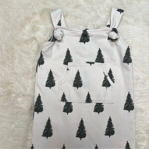 Kate Quinn Green Pine Trees Tie Overalls Cotton 18-24 Holiday